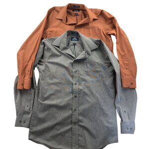 2 Stafford Mens Broadcloth Dress Shirts 15.5 Lot Of Two Neck Wrinkle-Free Casual